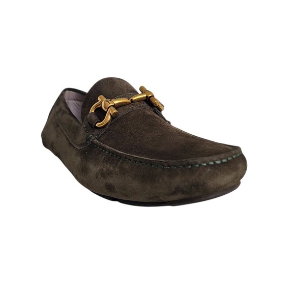 Salvatore Ferragamo Parigi Suede Driving Shoes in Safari Green Men's Size 7.5 E